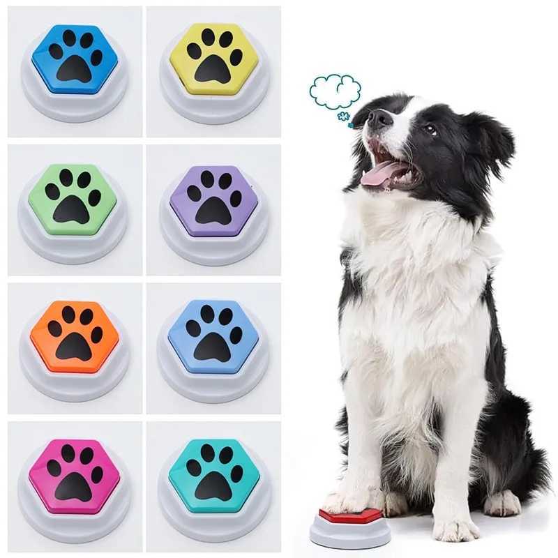 Pet training can record voice buttons that speak hexagonal paw patterns interactive voice responses and dog toys for communication X2412131