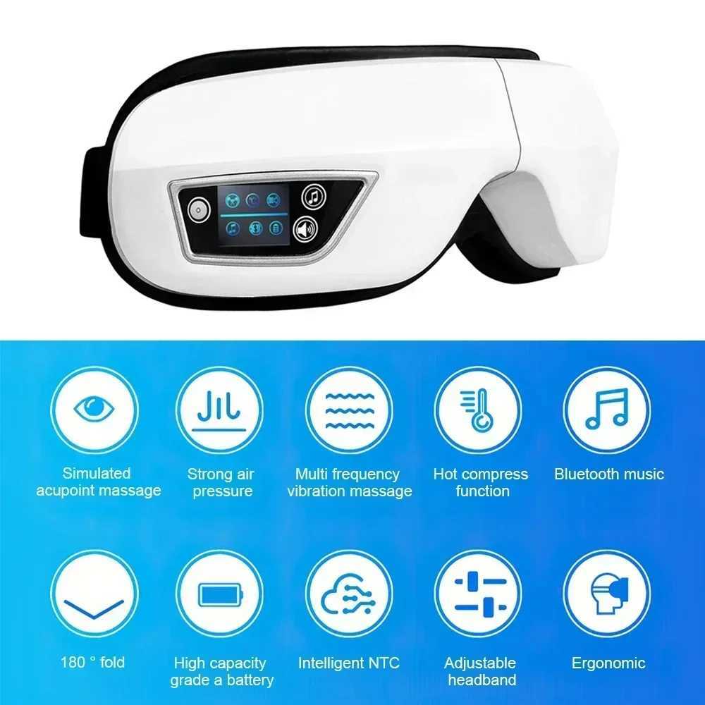 Electric intelligent eye massager music foldable vibration heating air bag massager fatigue dark cycle removal eye care 6D W241213