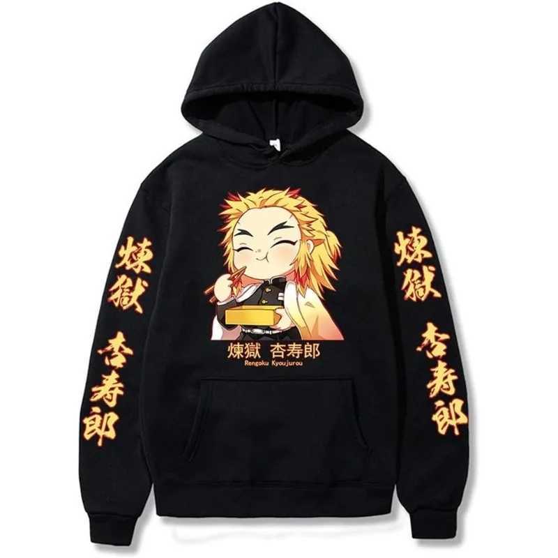 Rengoku Kyoujurou hooded sweatshirt role-playing clothing sweatshirt zipper mens anime black zipper W241213