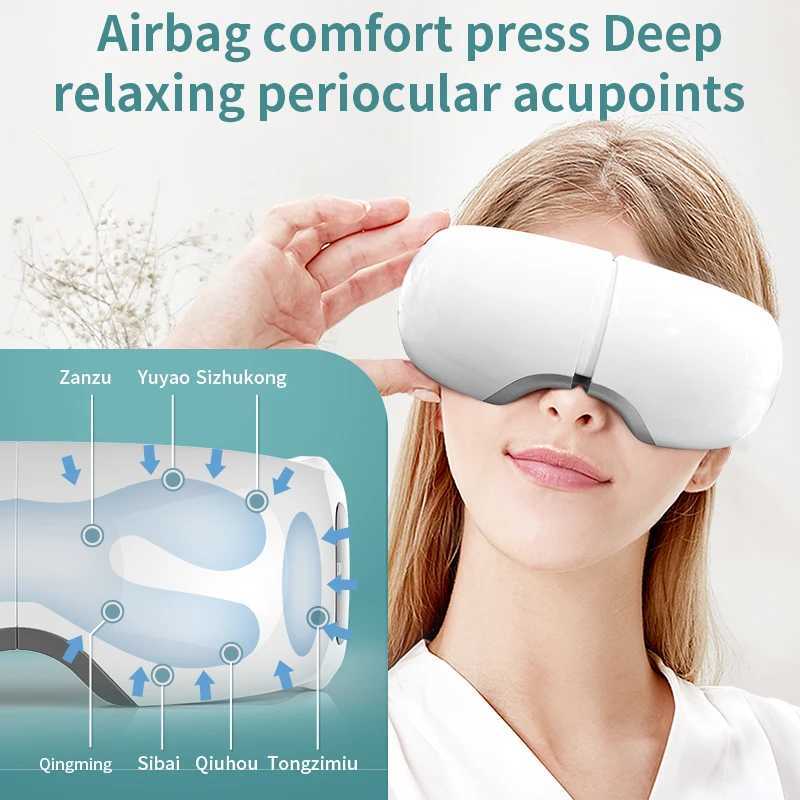 Intelligent air bag vibration eye massager heating Bluetooth music eye care instrument thermal compression relieves fatigue and dark cycles W241213