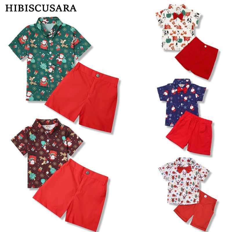 Children children Christmas shirts clothing sets boys summer short sleeves shorts 2-piece Santa Claus set W241213
