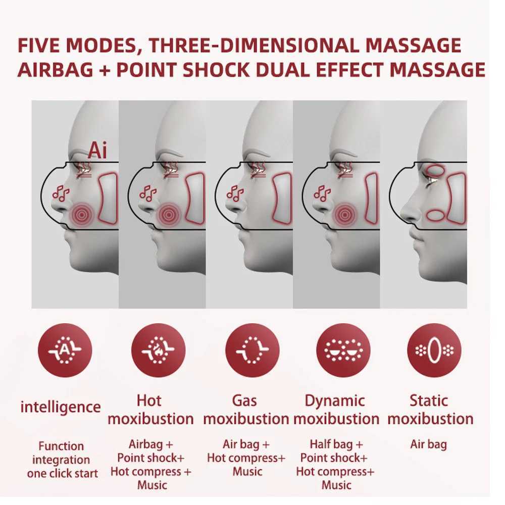 Electric Airbag Eye Massager Airpressure Point Heated Eye Massage Hot Compress Eye Care Glasses Acupoint Tired Dry Eye W241213