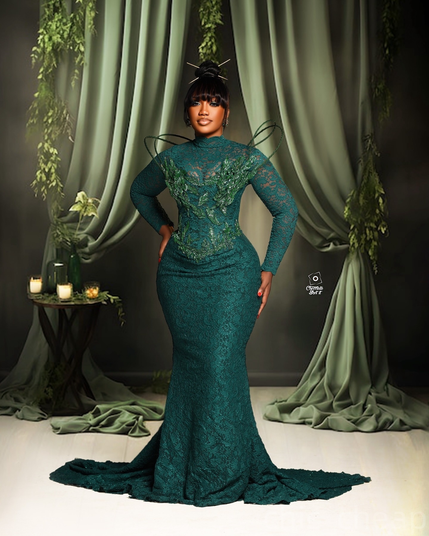 Dark Green Mermaid Prom Dresses 2025 Lace Beaded Floral Full Sleeves Evening Formal Party Second Birthday Engagement Gowns Plus Size Dress For Special
