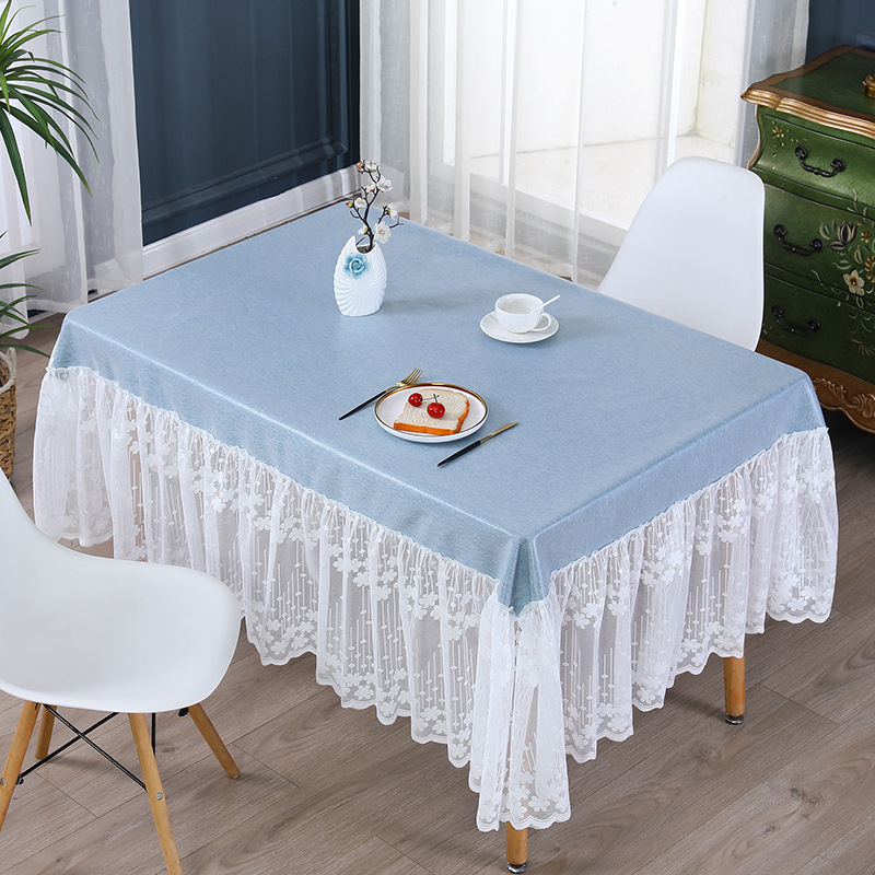 Waterproof Tpu Laminated Table Skirt, Household Wash Free Solid Color Coffee Table Cover Tablecloth LN967