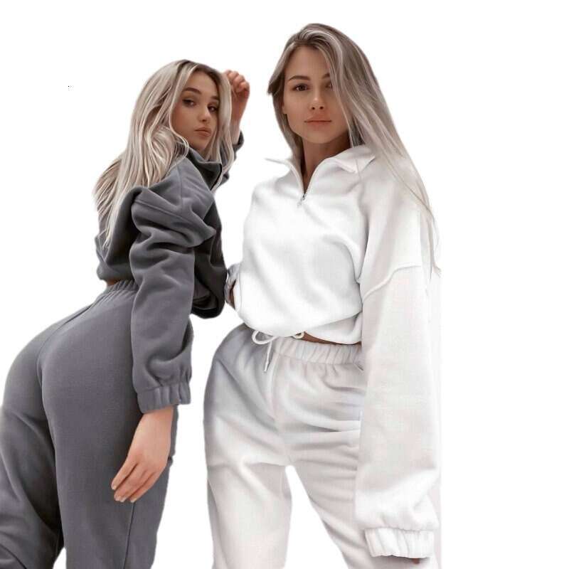 Spring And Autumn New Women's Loose Zipper Stand Up Collar Hoodie Two-Piece Set Trendy Clothing Fashion Casual Temperament