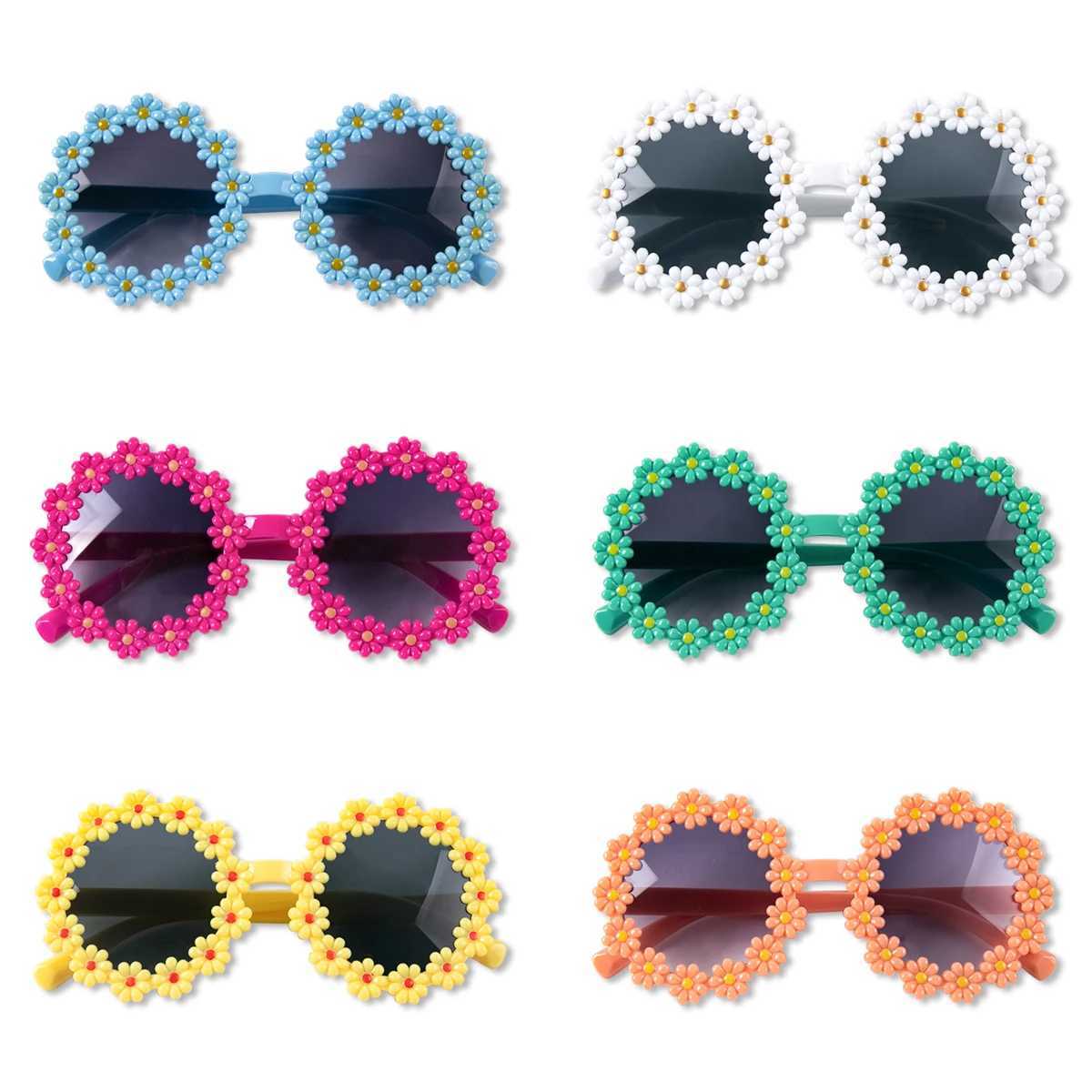 Sunglasses 5pcs Colorful Daisy Flower Sunglasses Photo Glasses Kit Kids Girls Birthday Party Decor Summer Party Photo Props Wedding Favors H241213