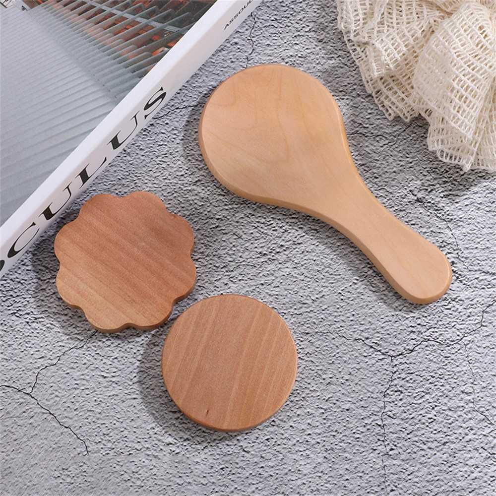 Wooden Hand Mirror Vintage Portable Round Cosmetic Mirror Compact Makeup Vanity Hand Held Mirror Women Travel MirrorsXJ241213
