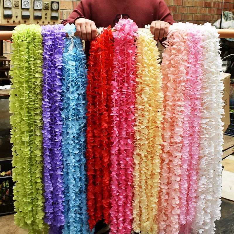 40/10pcs Artificial Flowers Wisteria Wedding Garland Wall Hanging Decor Artificial Flowers Garland for Garden Party Wedding HomeXJ241212