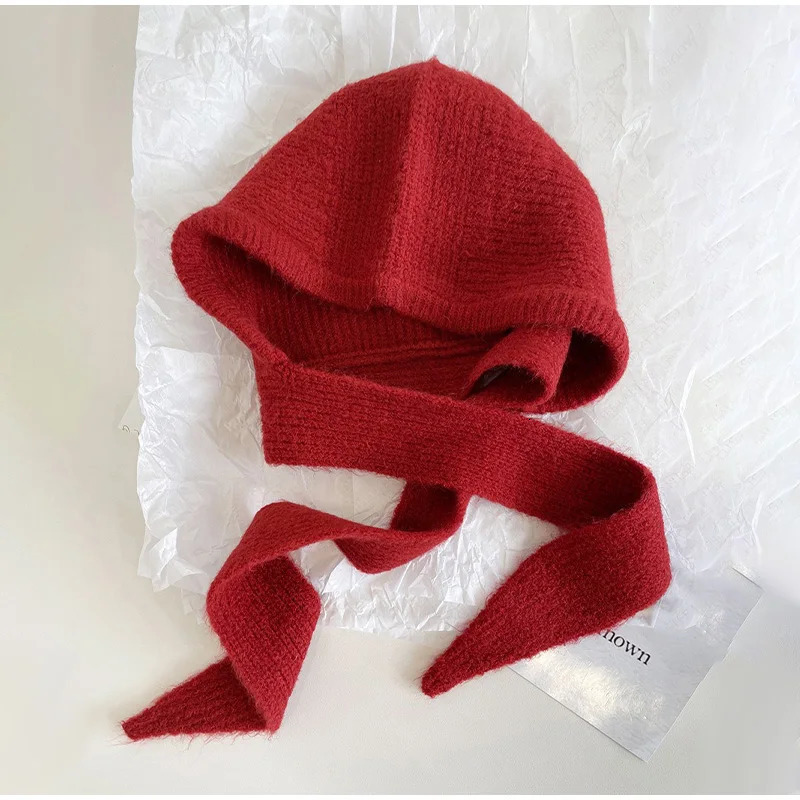 Zipper Knitted Hat Winter Warm Button Wool Hoodie Scarf Ski Riding Windproof Hat Warm Casual Plush Hat Wool Girl 241205
