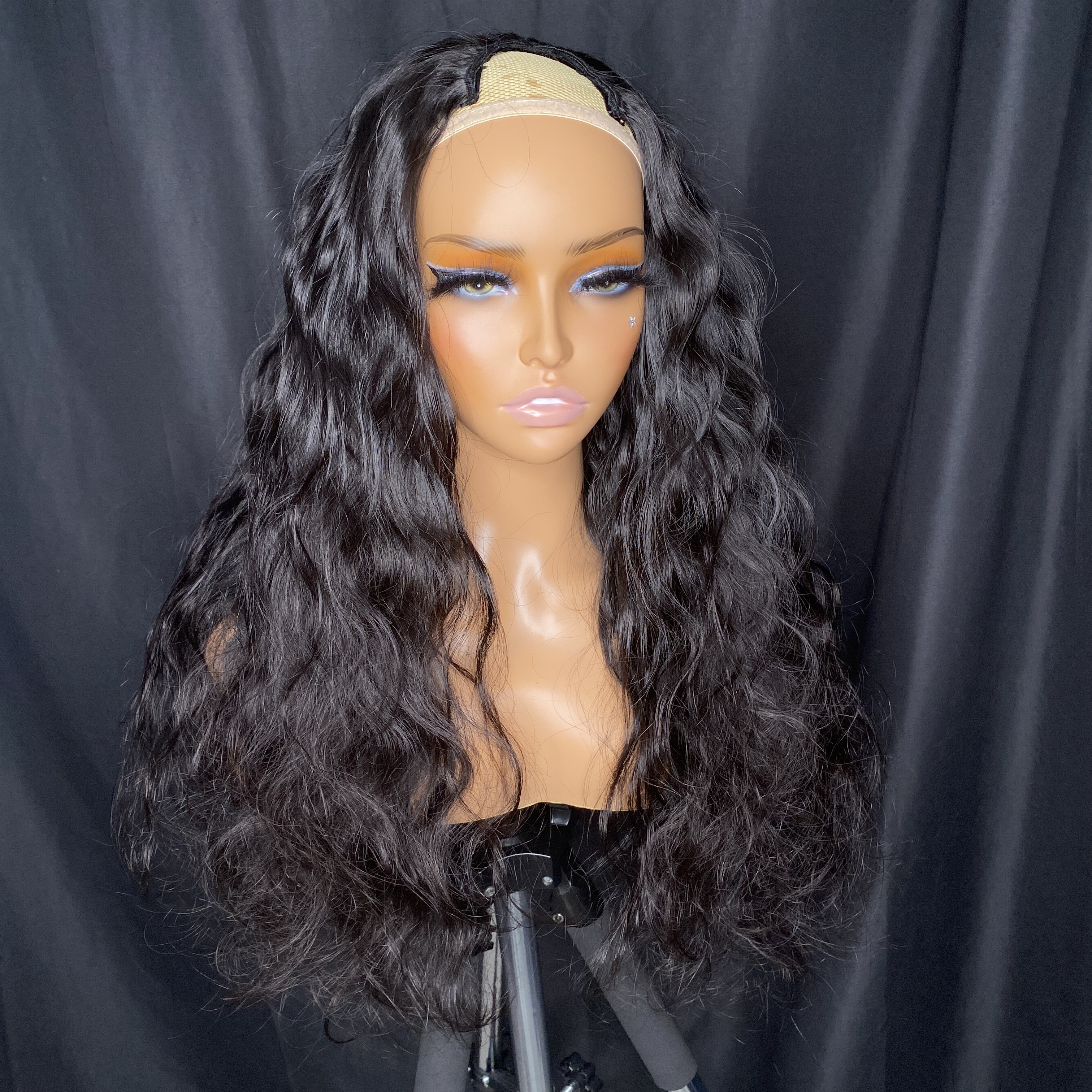 Wholesale Peruvian Indian Brazilian 1b Natural Black 100% Raw Virgin Remy Human Hair Body Wave V Part Wig
