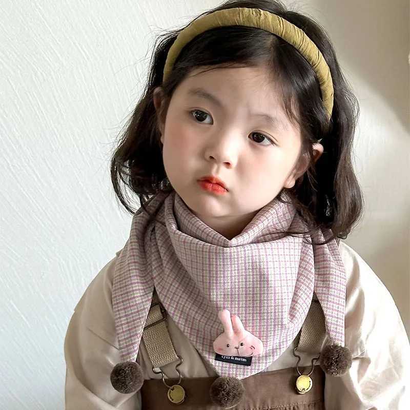 Scarves Wraps 3-8Y New Autumn Winter Scarf for Baby Boys Girls Knitted Triangle Scarf Outdoor Warm Kids Mufflers Children Crochet Baby Scarf H241213