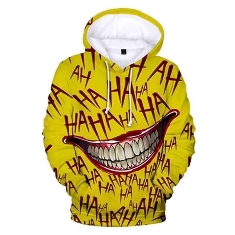 Haha Joker 3D printed sweatshirt hoodie mens/womens hip-hop comedy autumn street clothing ultra-thin style couple clothing hoodie W250108