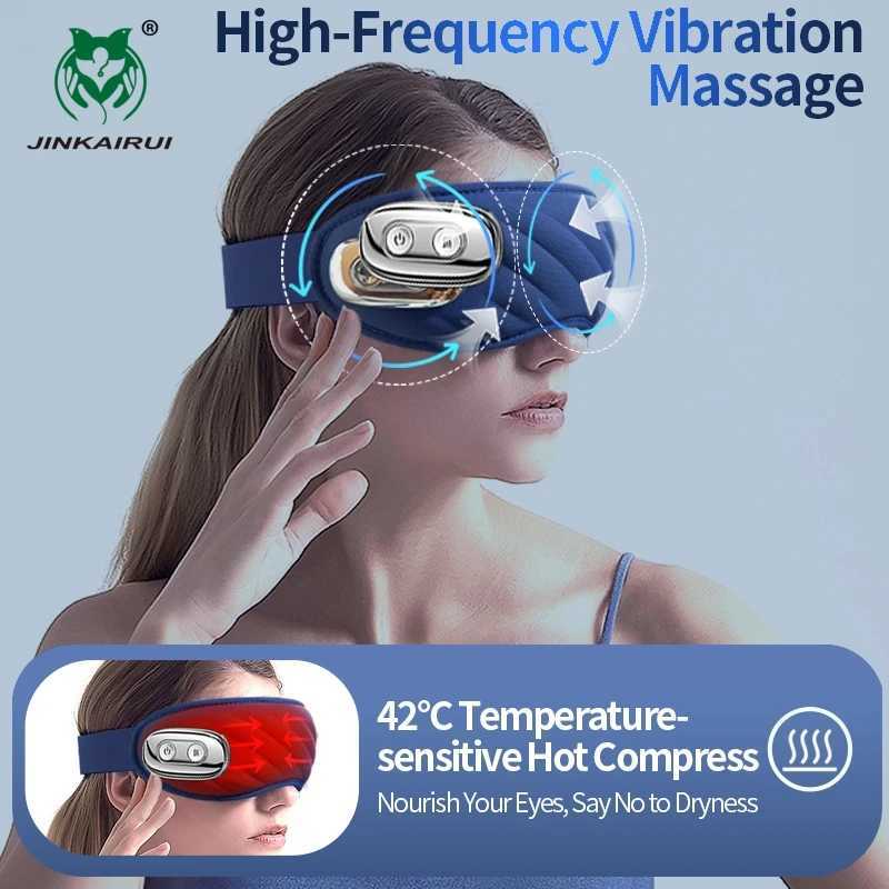 Cordless heated eye massager with cooling eye pad 3D groove design vibrating sleep mask C-type rechargeable used for drying eyes W241213