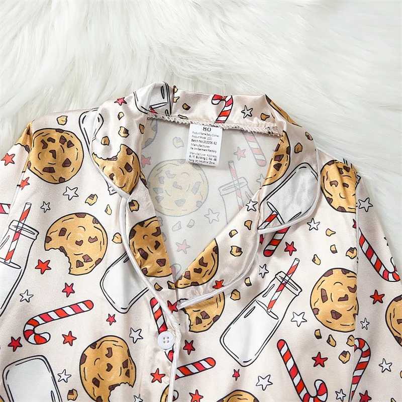 Kids Christmas Pajama Set Reindeer Patterned Long Sleeve Button-up Tops with Matching Pants 2 Piece Set for Boys and Girls W241213