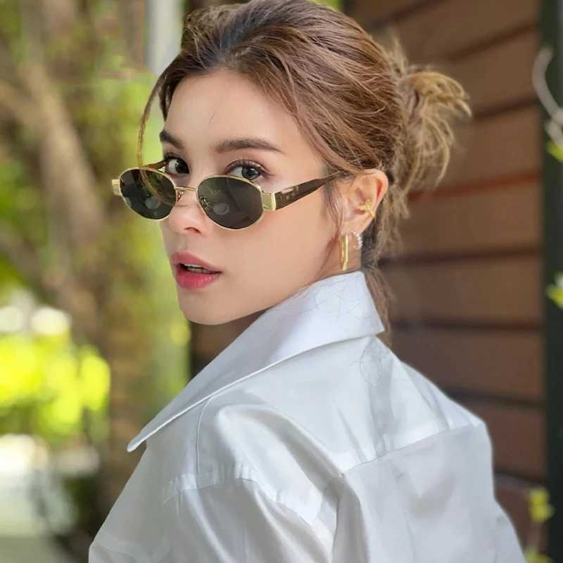Retro Steampunk Sun Protection Sunglasses Vintage New Womens Metal Oval Sunglasses Ladies Classic UV400 Sunscreen EyewearX241213