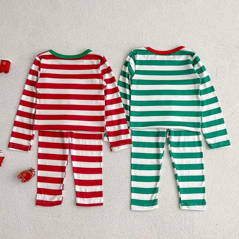 Autumn Childrens Baby Boys and Girls Long Sleeve Striped T-shirt+Pants Clothing Set Baby Boys and Girls Pajamas Childrens Clothing Set W241213