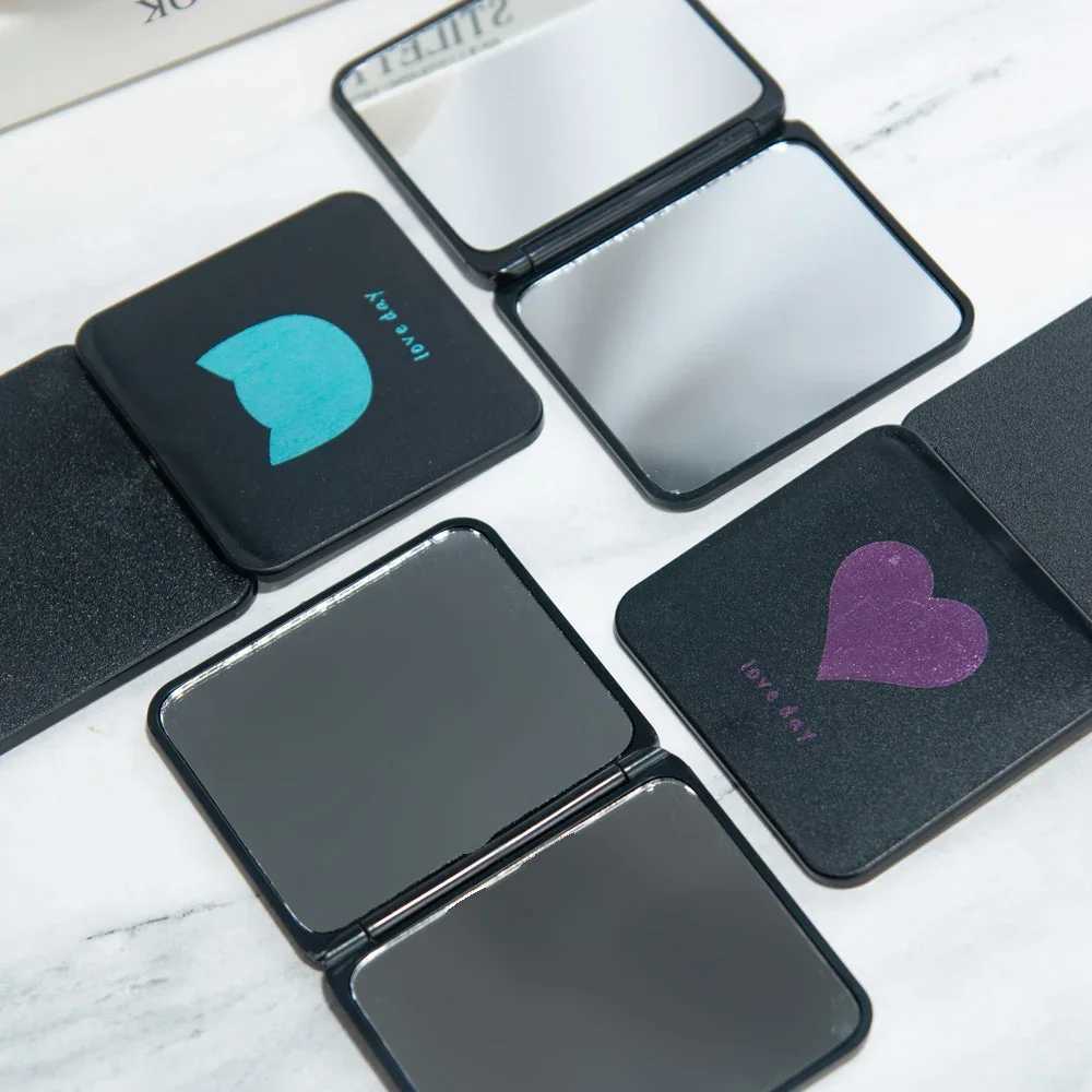 Foldable Makeup Mirror Mini Square Makeup Vanity Mirror Portable Hand Mirrors Double-sided Compact Mirror Pocket Cosmetic MirrorXJ241213