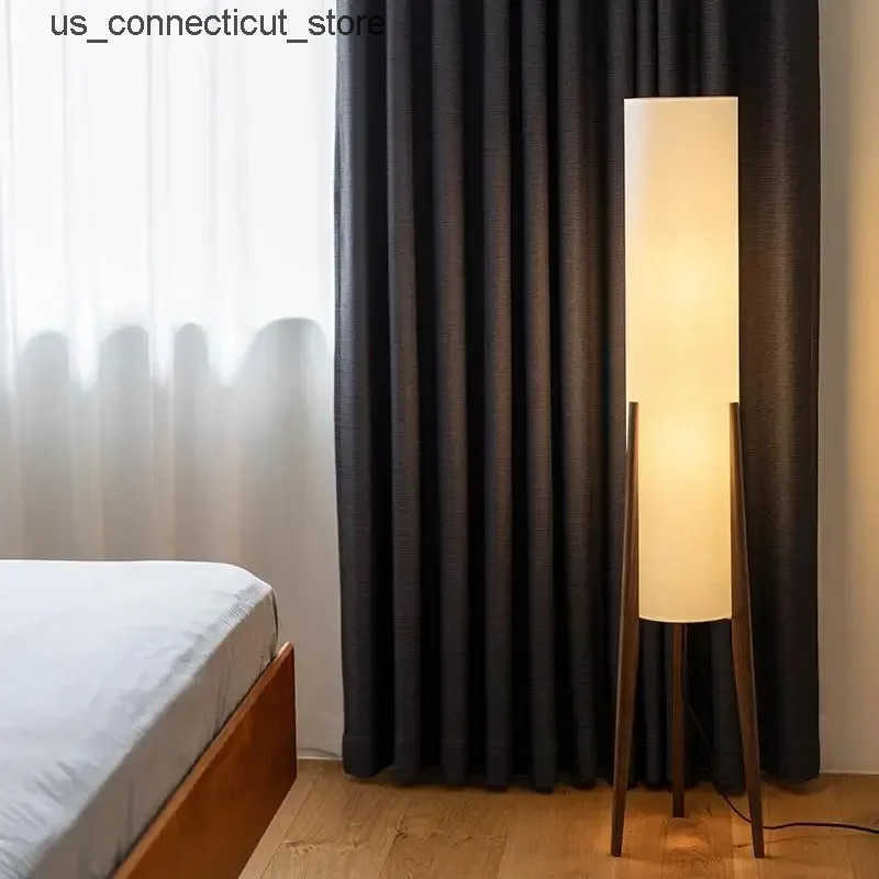 Floor Lamps Vintage Walnut Living Room Led Floor Lamps Bedroom Bedside Lamp Ambient Light Sofa Side Study Reading Lights Home Decoration L240910