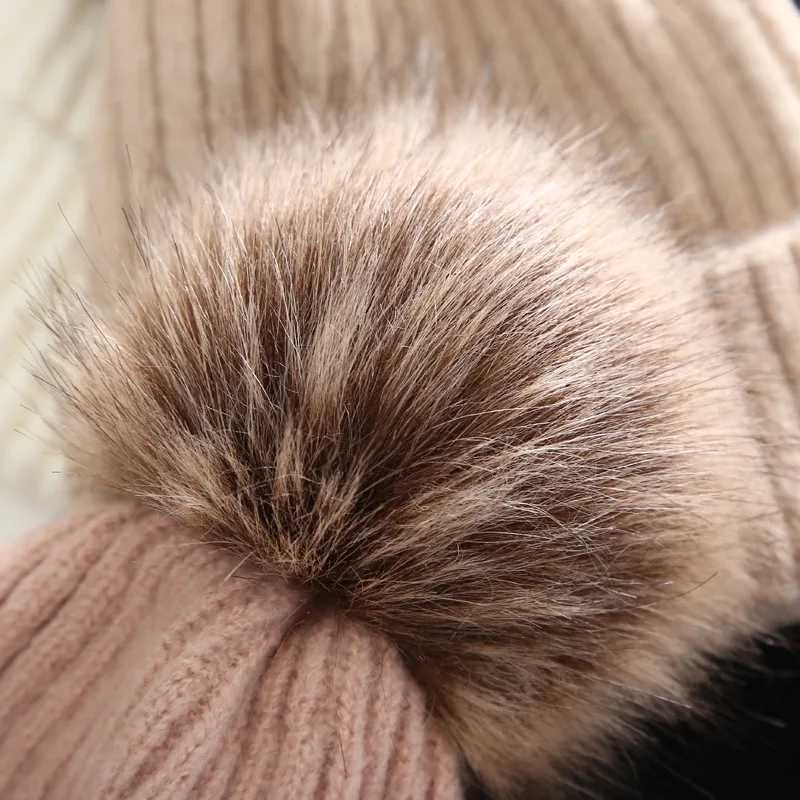 Winter Warm Big Pompom Baby Knitted Hat Cute Hairball Newborn Infant Boys Girls Hat Bonnet Solid Color Kids Cap Beanie 0-12MXJ241213