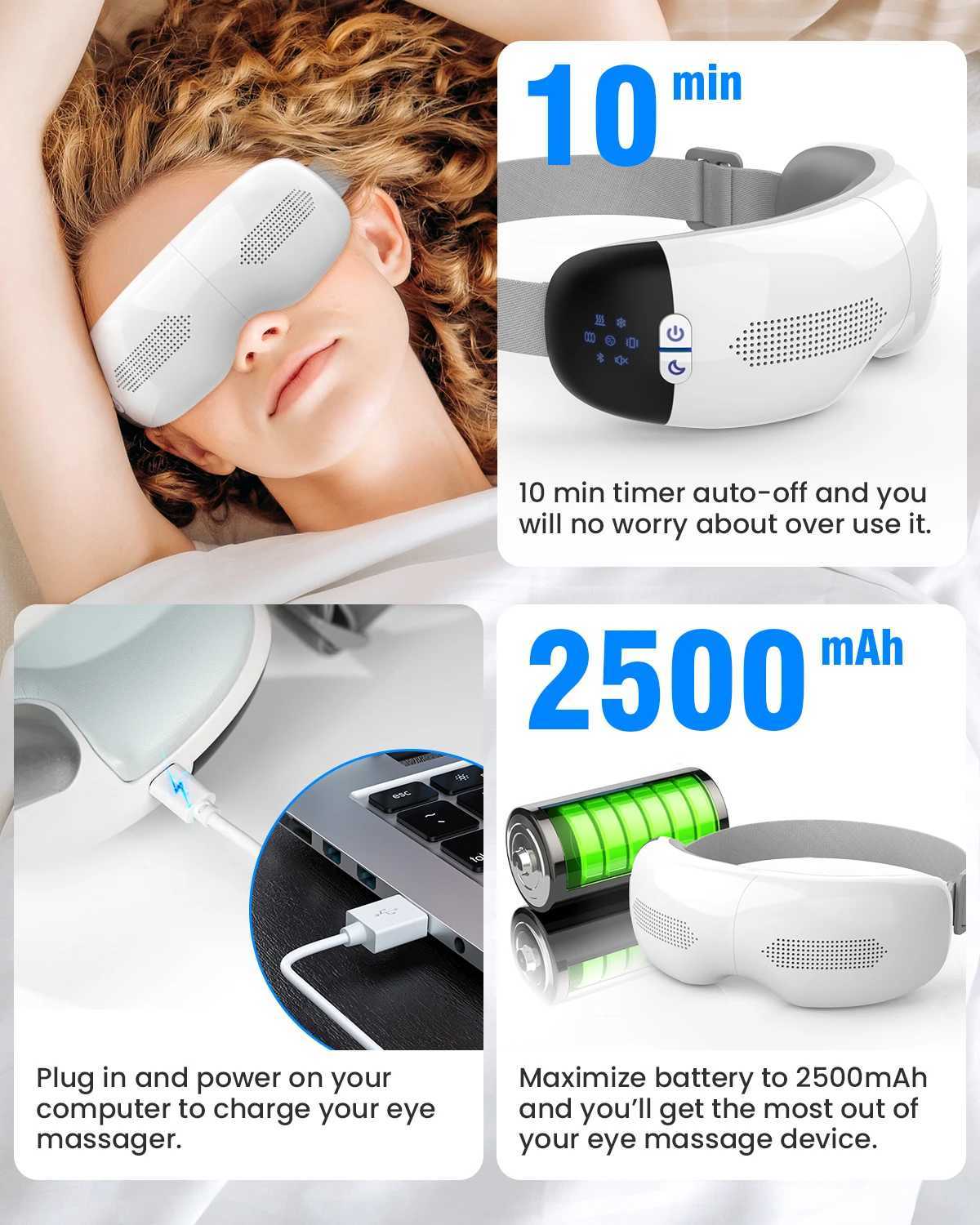 Airsidun eye massager with heated and cooled eye mask used for dark circle inflation 3D Airbag kneading vibration eye massager W241213