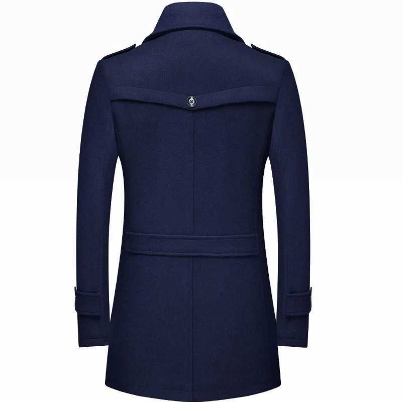 2024 Winter Men Wool Coats Fashion Middle Long Scarf Collar Cotton-Padded Thick Warm Woolen Coat Male Trench Coat Overcoat M-6XlXJ241212