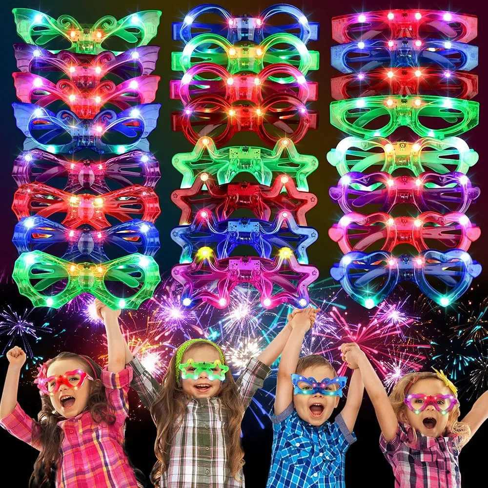 Sunglasses Glow In the Dark Glasses Bulk Kids Light Up Glasses LED Party Glow Sunglasses Glasses for Christmas Wedding Party Favor Supplies H241213