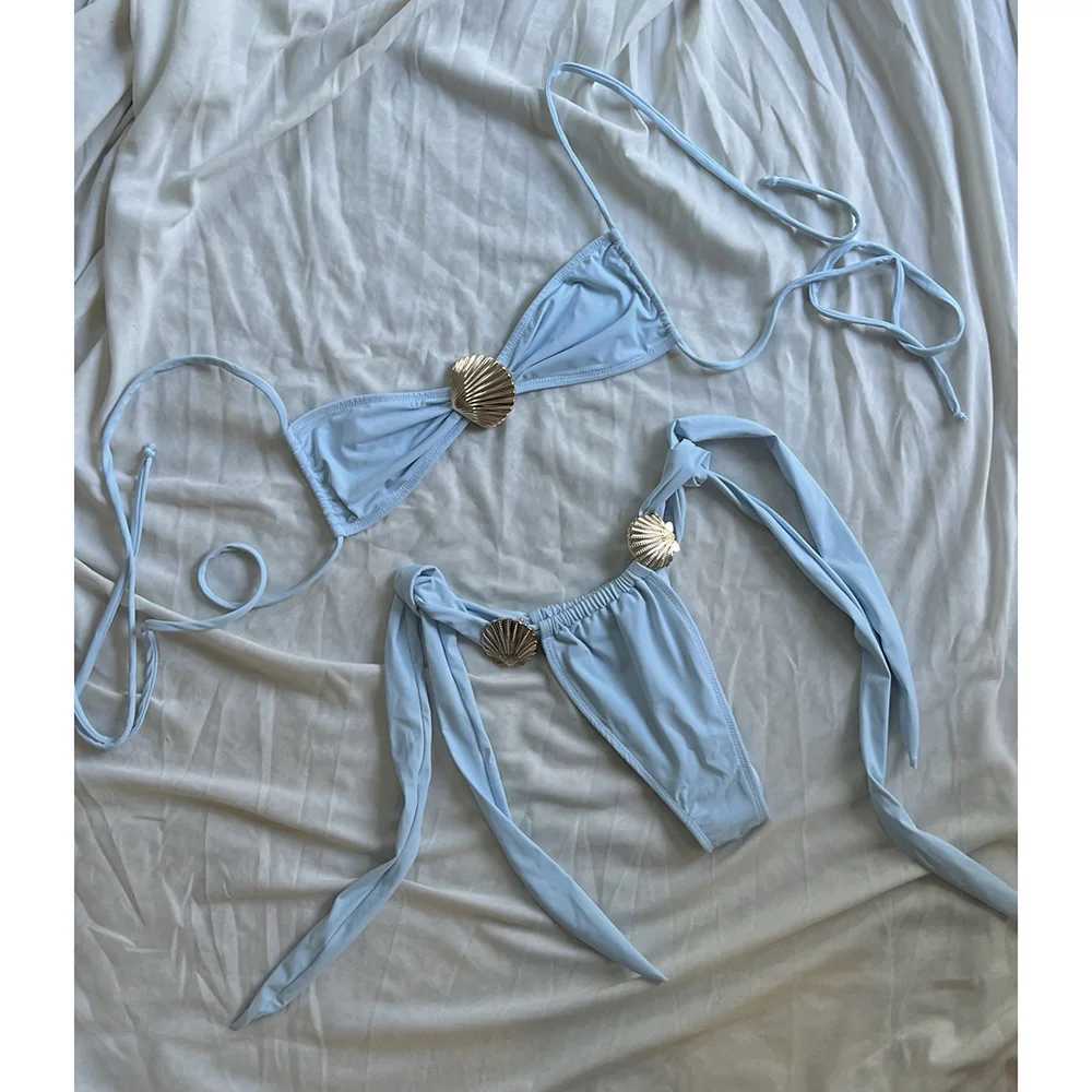 Push Up Bikinis Women Swimsuits 2024 Swimwear Sexy Starfish Bikini Set Thong Brazilian Biquini Bathing Suit Solid BeachwearXJ241212