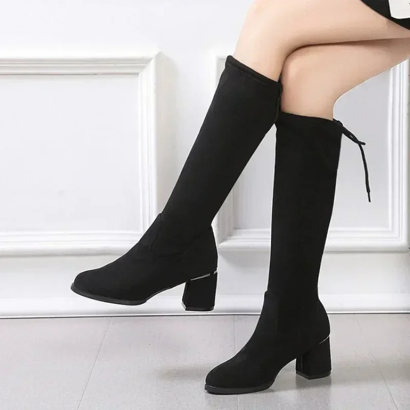 2024 Autumn ladies Over the Knee Boots Outdoor thick heeled non slip shoe Fashion comfortable long boot casual womens shoes 241213