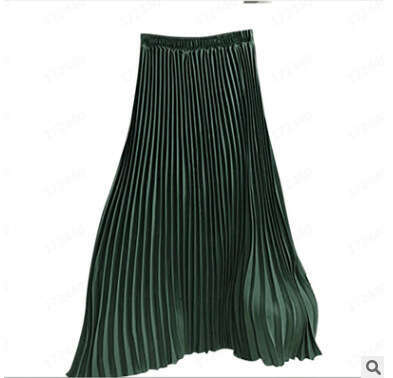 Chiffon Pleated Solid Color High Half Length For Women, Elastic Waist Chiffon Skirt Fashionable Quality Classic