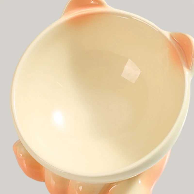 Cat Feeders Gradient Ceramic Cat Bowl Pet Bowl Cat Dining Bowl Drinking Water Pet Supplies Dog Bowl Cat Basin Cat Shaped Feeding Bowl z241213