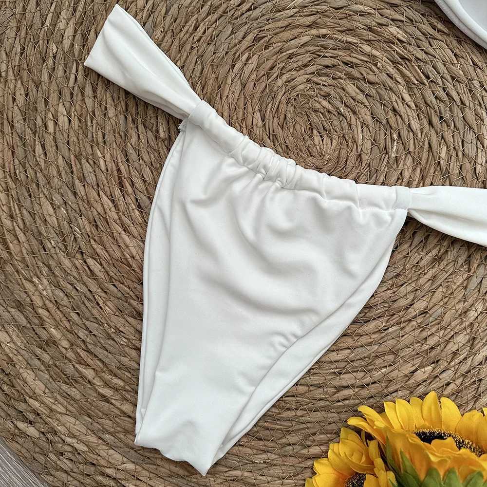 Bandeau Bikini Push Up Women Swimsuits 2024 Sexy Fa Swimwear Brazilian Bikini Set Thong Biquini Swim Suits Solid BeachwearXJ241212