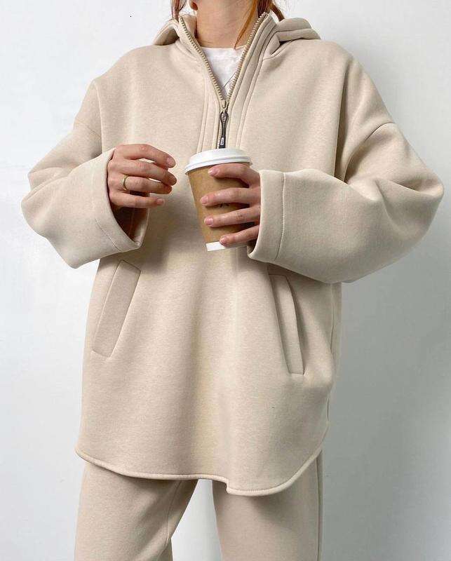 Spring And Autumn New Women's Zipper Hooded Two-Piece Set Trendy Clothing Fashion Casual Temperament