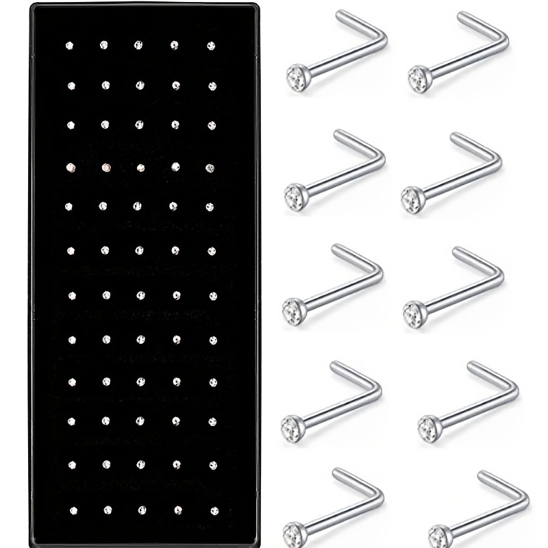 60 Pcs High-Quality Stainless Steel L-Shaped Nose Piercing Accessories - Durable, Hypoallergenic, Easy to Use, and Comfortable - Perfect for Nose Pier