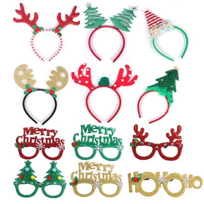 Sunglasses Christmas Headbands cute Reindeer Antlers Xmas Tree Glasses Frame for Kids Adults Gift Noel Navidad new year Photo Booth props H241213