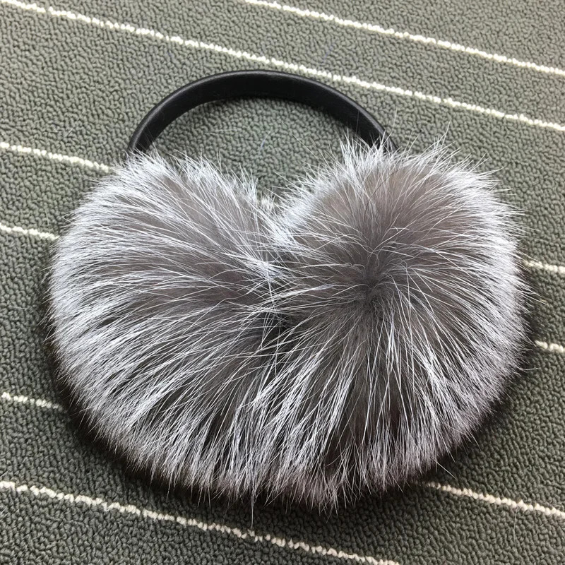 Winter womens warm real fox fur earmuffs for girls oversized womens fur earmuffs 241211