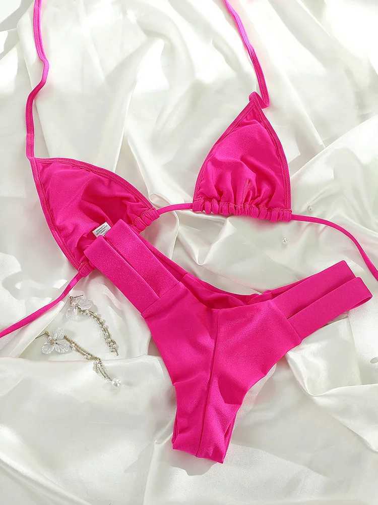 Miyouj Solid Swimsuits Women Sexy Bikinis Bandage Swimwear Cut Out Bathing Suit Triang Biquini Mujer 2-Piece Beachwear SummerXJ241212
