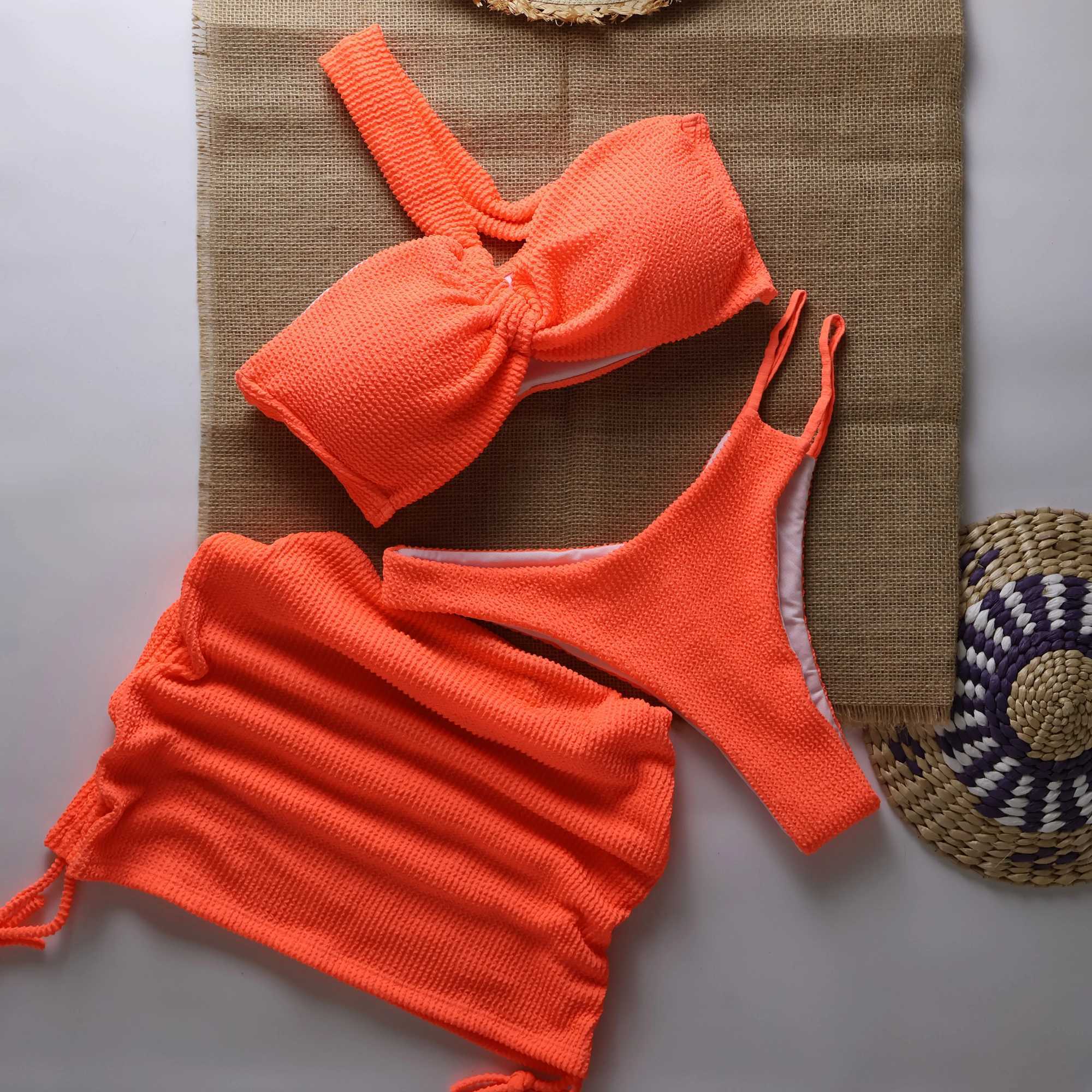 Sexy 3pieces Micro Bikini 2024 Women Swimsuit Fa Swimwear Thong Bikinis Set Brazilian Beach Wear Bathing Suit BiquiniXJ241212
