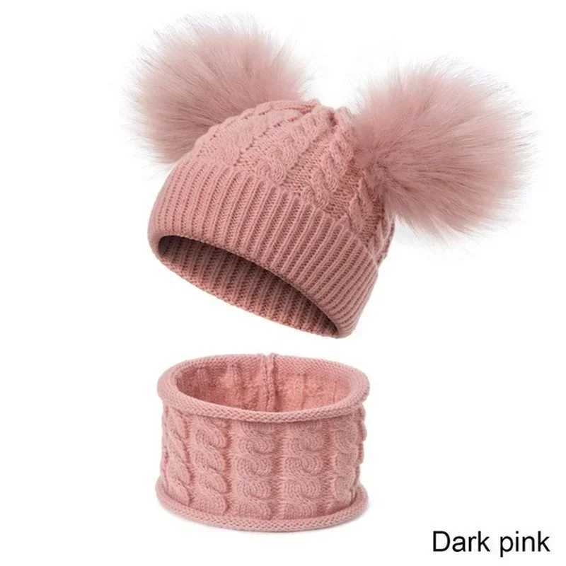 Newborn Baby Hat Scarf Set Pompom Infant Baby Girl Boy Winter Hat For Kids Warm Knitted Children Boys Girls Beanie CapXJ241213