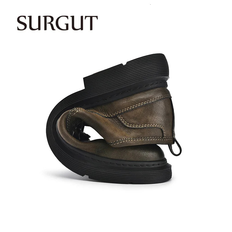 SURGUT Genuine Leather Men Shoes Bussiness Working Flats High Quality Causal Soft Daily Comfort Male Footwear Shoes Men 241213