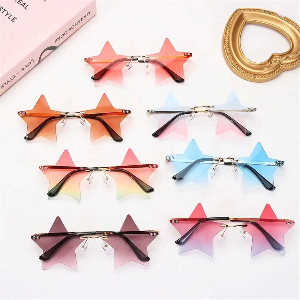 Sunglasses Rimless Sunglasses for Women Men Star Shape Sun Glasses Pentagram Eyewear Funny Party Glasses Christmas Decoration Eyeglasses H241213