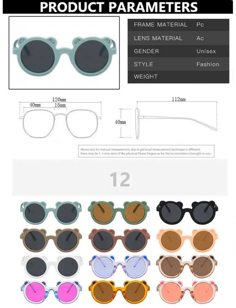 Sunglasses Girls Boy Round Small Bear Sunglasses Vintage Classic Cartoon Shades Anti-Glare Boys Cartoon Sun Glasses Eyeglasses UV400 H241213
