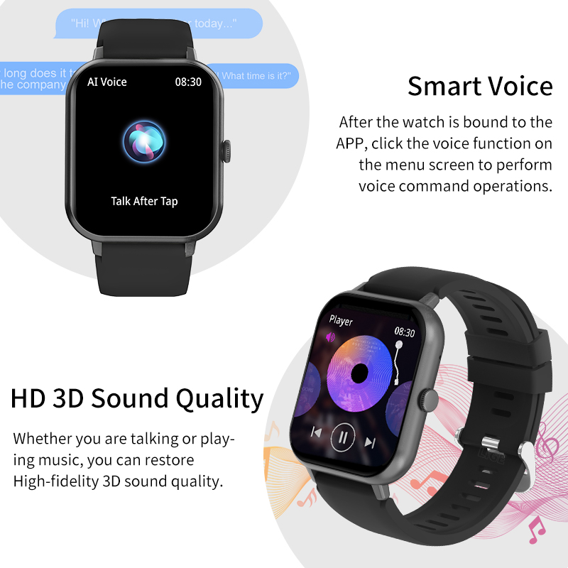 LIGE 1.82-inch Square Color Screen Smart Watch Multi functional Waterproof Step Counting Alarm Clock Wireless Call Message Push Watch