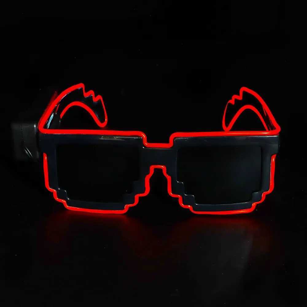 Sunglasses Novel Mosaic LED Light-up Glasses Wireless Glow in the Dark for Rave Party Funny Neon Rave Christmas Party Shades for Adult Kids H241213