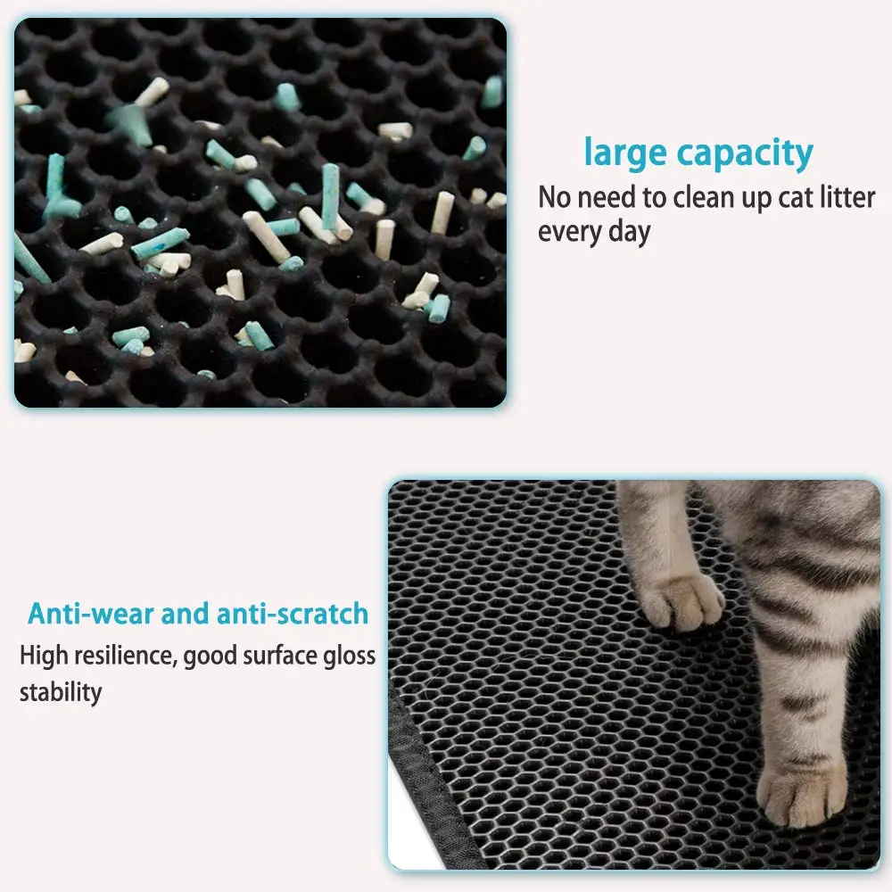 Soft Eva Double-Layered Skidproof Litter Tray Mat Durable and Hygienic for Your Feline Friend