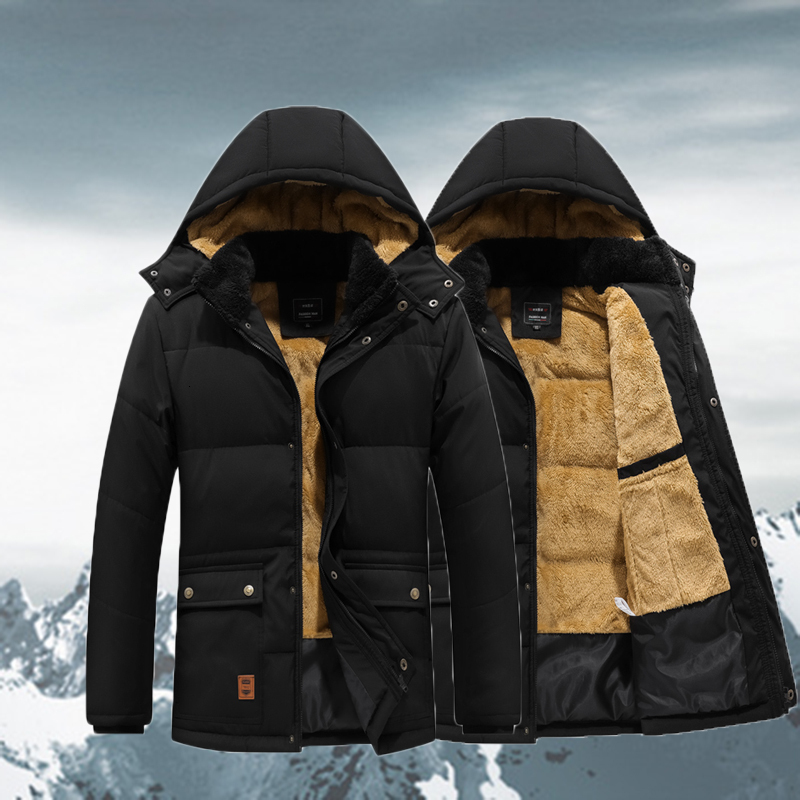 Winter Windproof Men Coat Warm Thicked Plush Fashion Hooded Outdoor Jacket Classic Parkas Cold-Proof Male Clothes Outwear