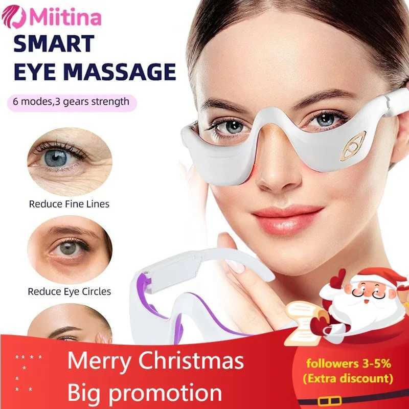 Miitina LED Microcurrent Pulse Eye Massager Relieves Eye Fatigue Fades Dark Circles Wrinkles Heat TreatmentEye Beauty Device W241213