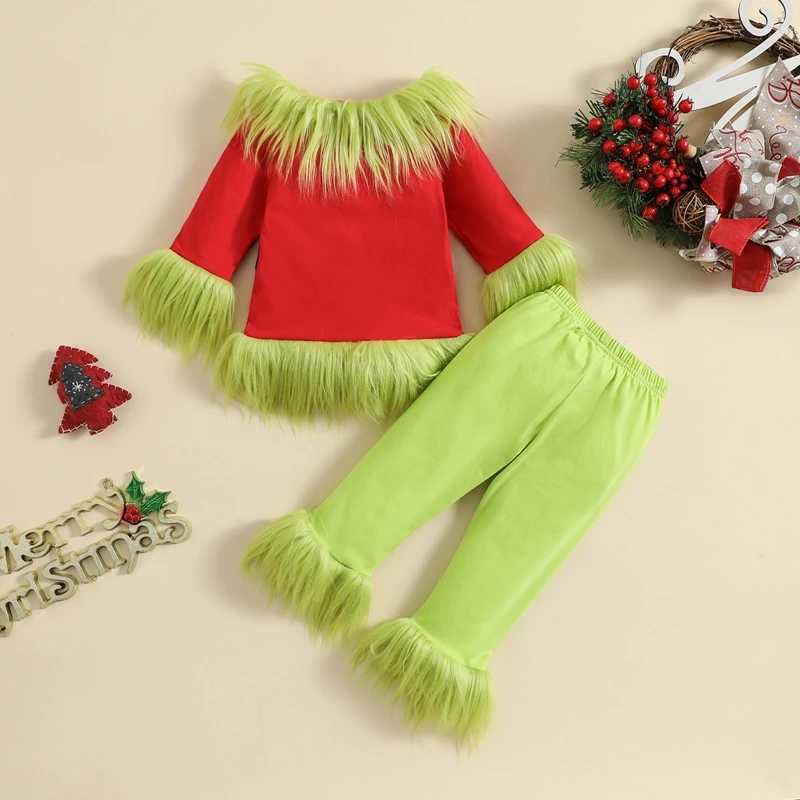 2023/08/16 Lioraitin 6M-7Y Childrens Boys and Girls Christmas Clothing Set Plush Top and Elastic Waist Pants Set Childrens Camouflage Set W241213