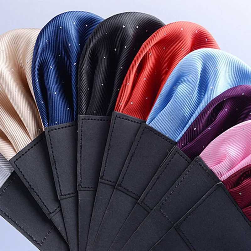 Mens pre folded pocket square solid polka dot handle 17 color gentleman formal wedding party business chest towel W241213
