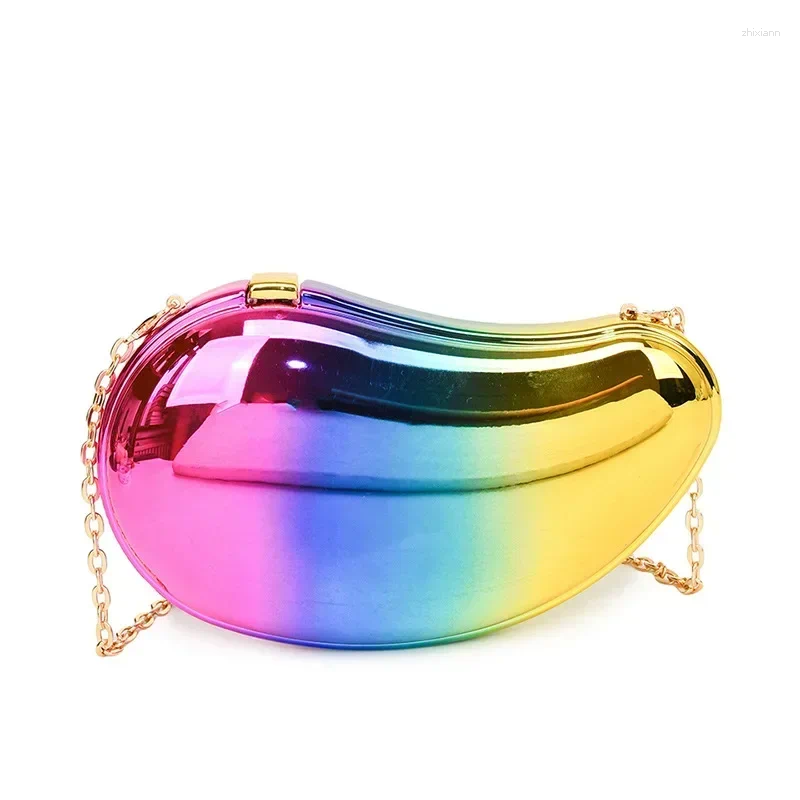 2025 NEW Totes Acrylic Shell Shape Clutch Bag Women Evening Party Cute Metal Shiny Purse Gold Sier Handbag Quality zhanyishengli
