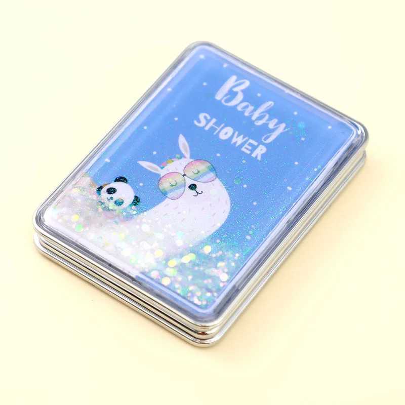 Quicksand Makeup Square Mirror Cute Girl Cartoon Double-Sided Mirror Portable Makeup Mirror Home Decoration AccessoriesXJ241213